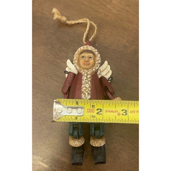 folk art Christmas angel ornament wood look - Picture 6 of 6